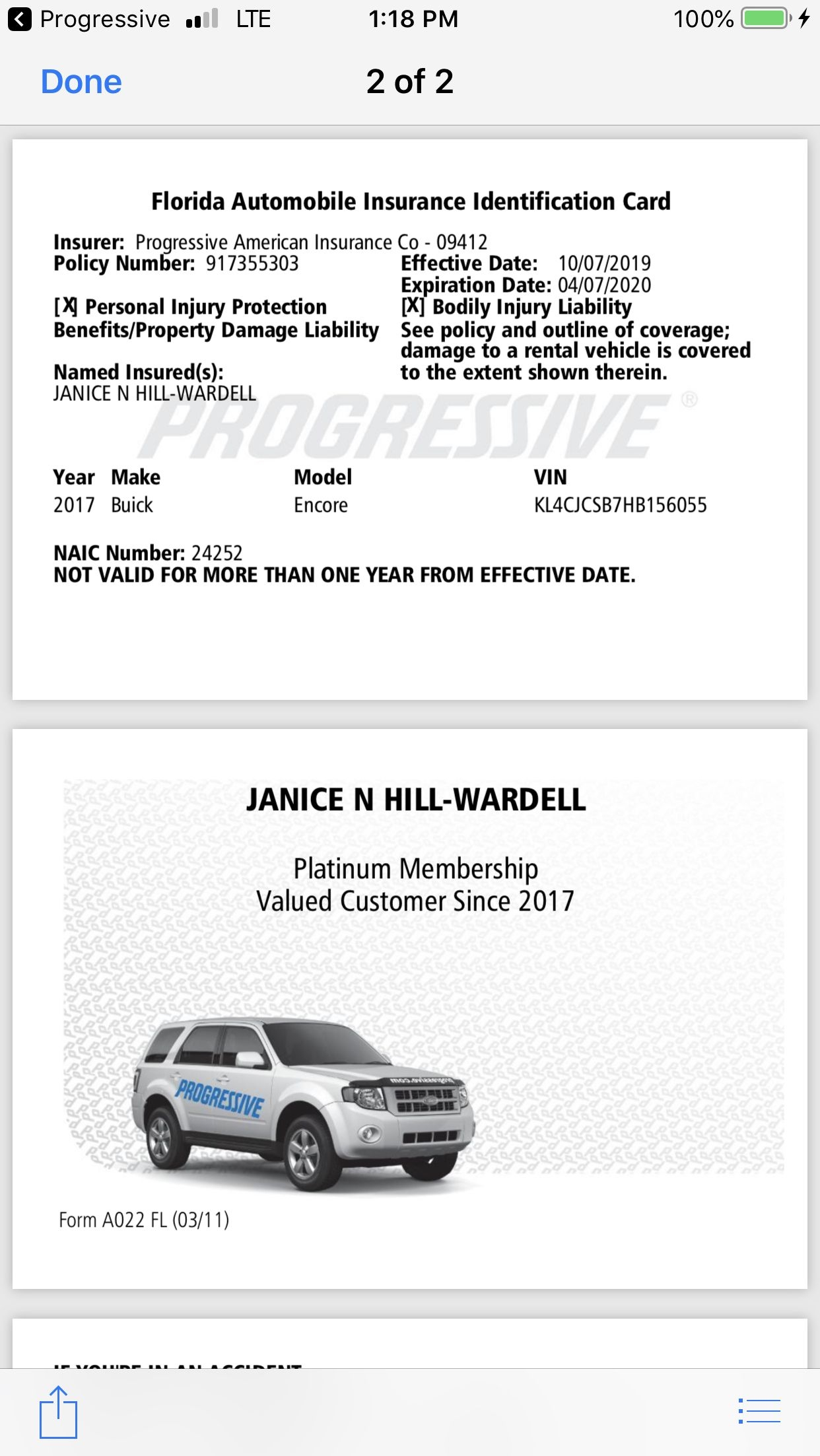Car Progressive Fillable Free Blank Insurance Card Template Content 