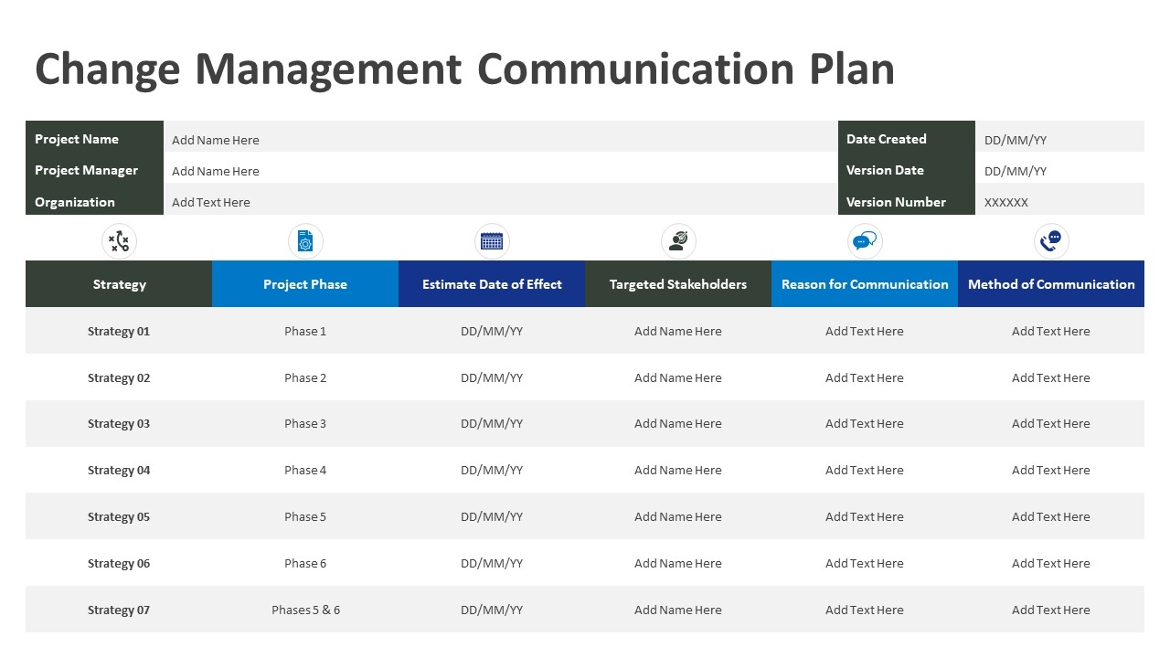 Change Management Communication Plan PowerPoint Template