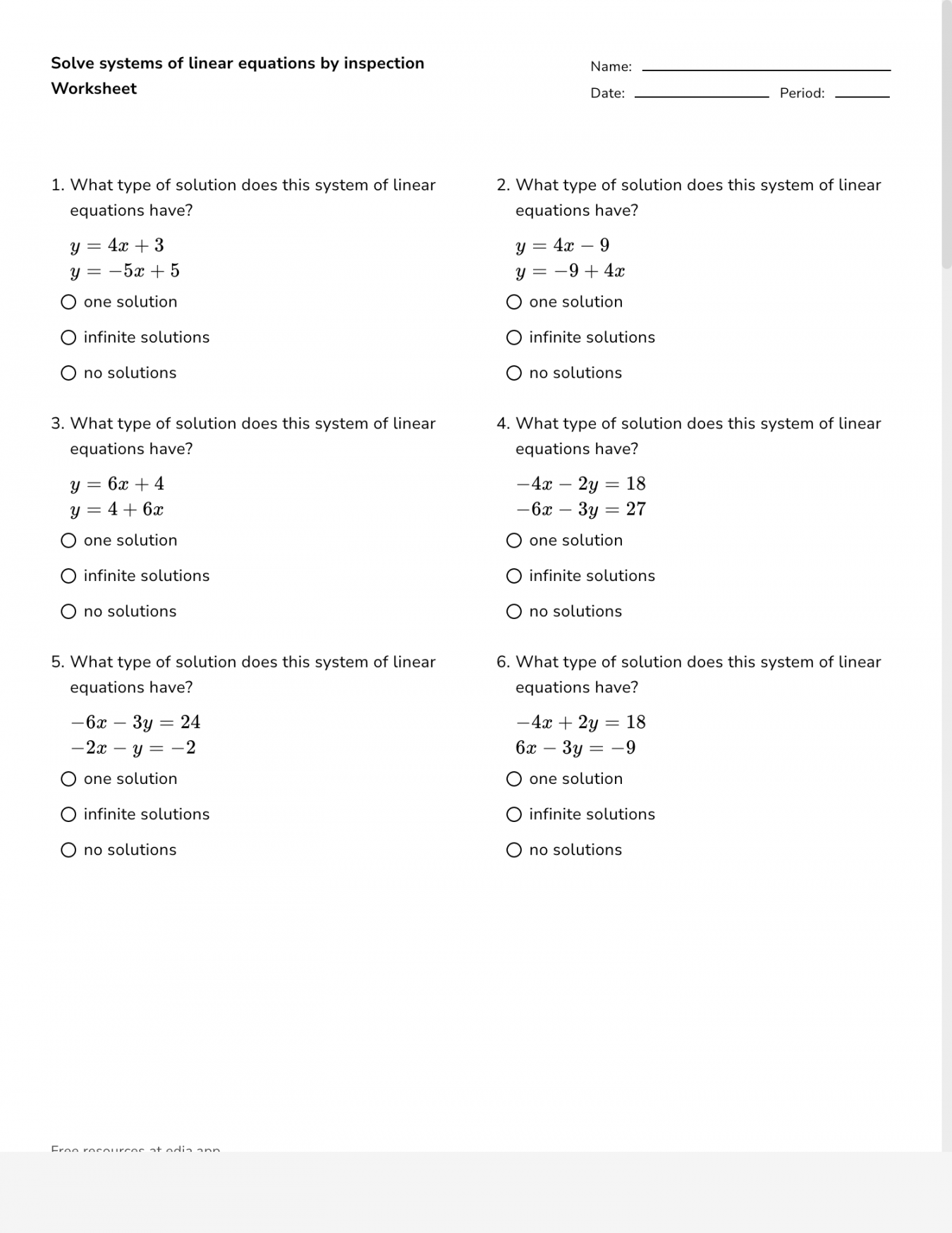 Checking Solutions To Equations Worksheet Printable PDF Template