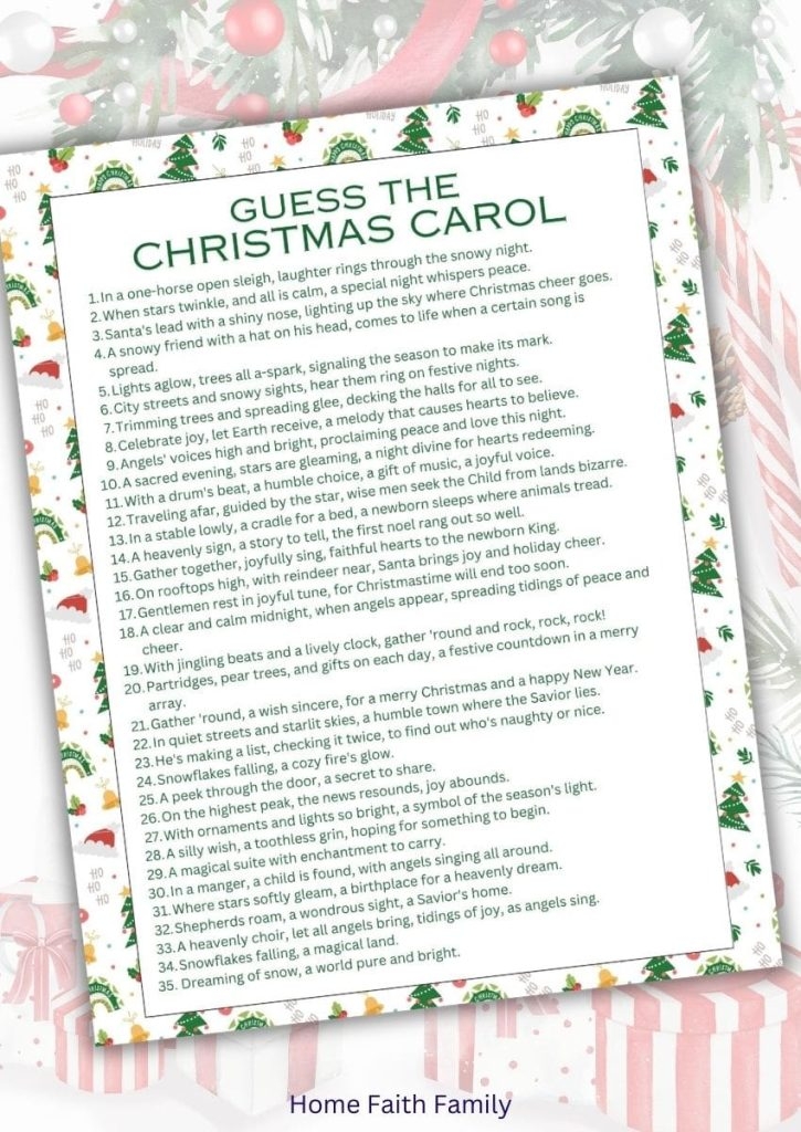 free printable guess the christmas carol game