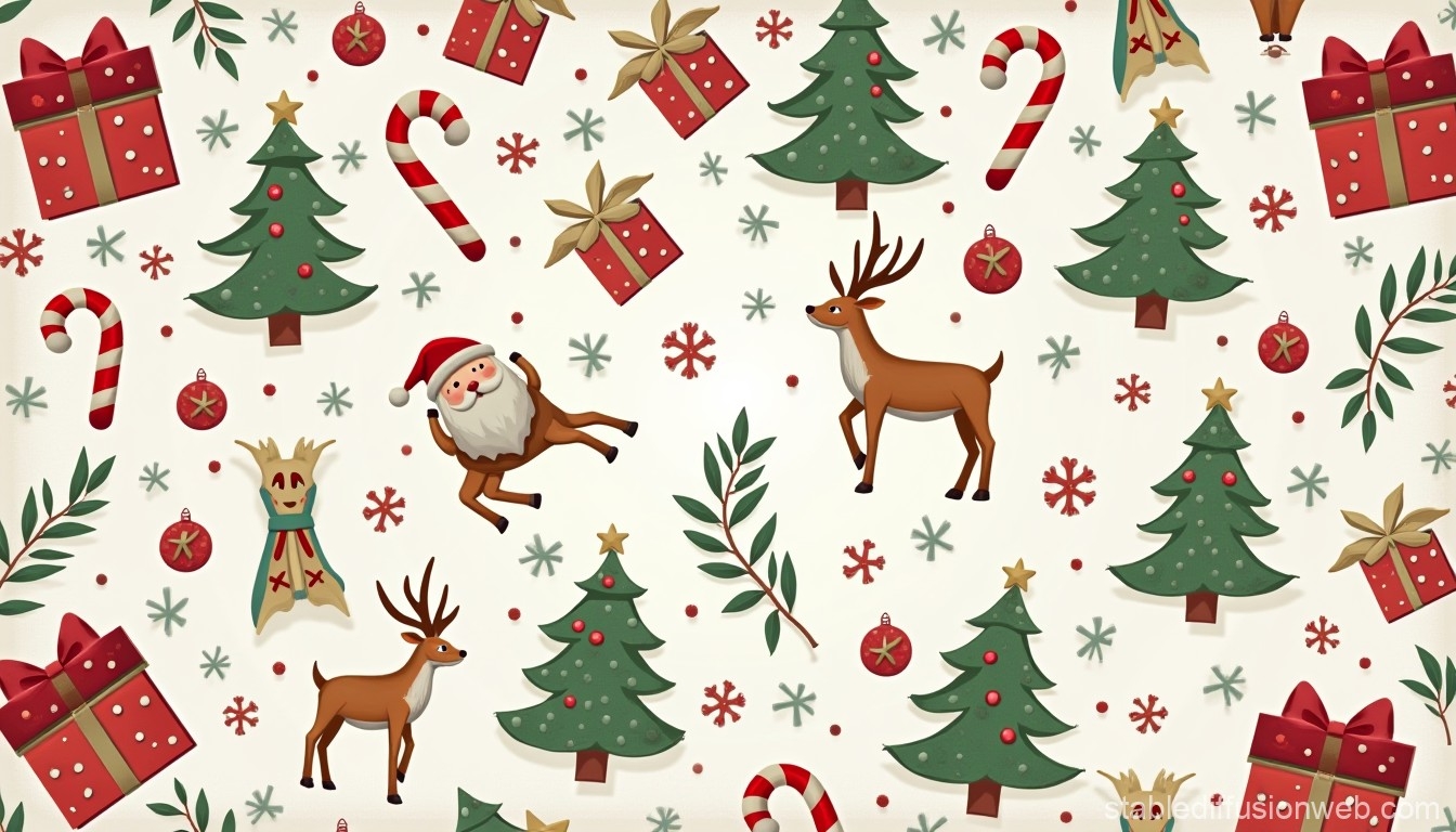 Christmas Gift Wrapping Paper Design Stable Diffusion Online