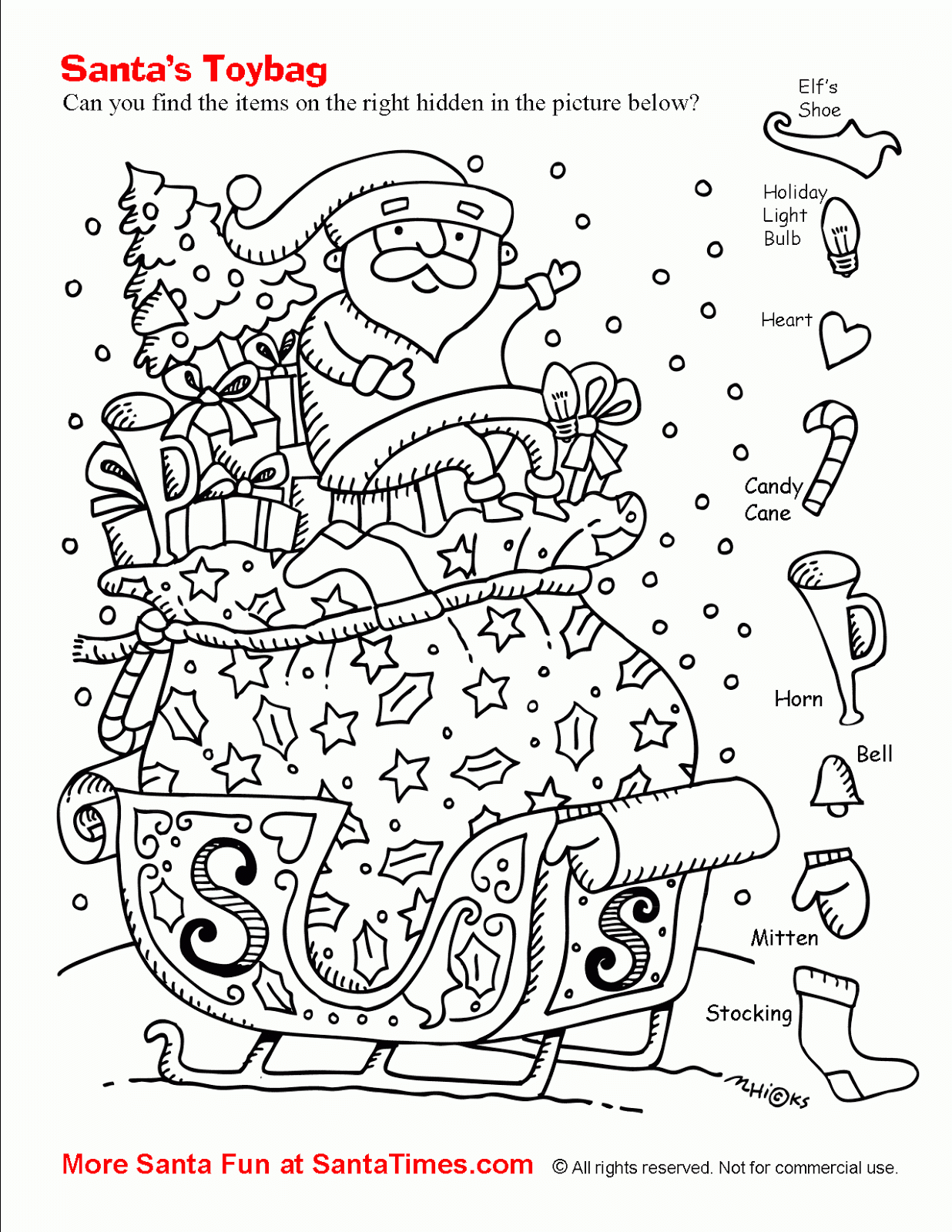 hidden pictures christmas printables