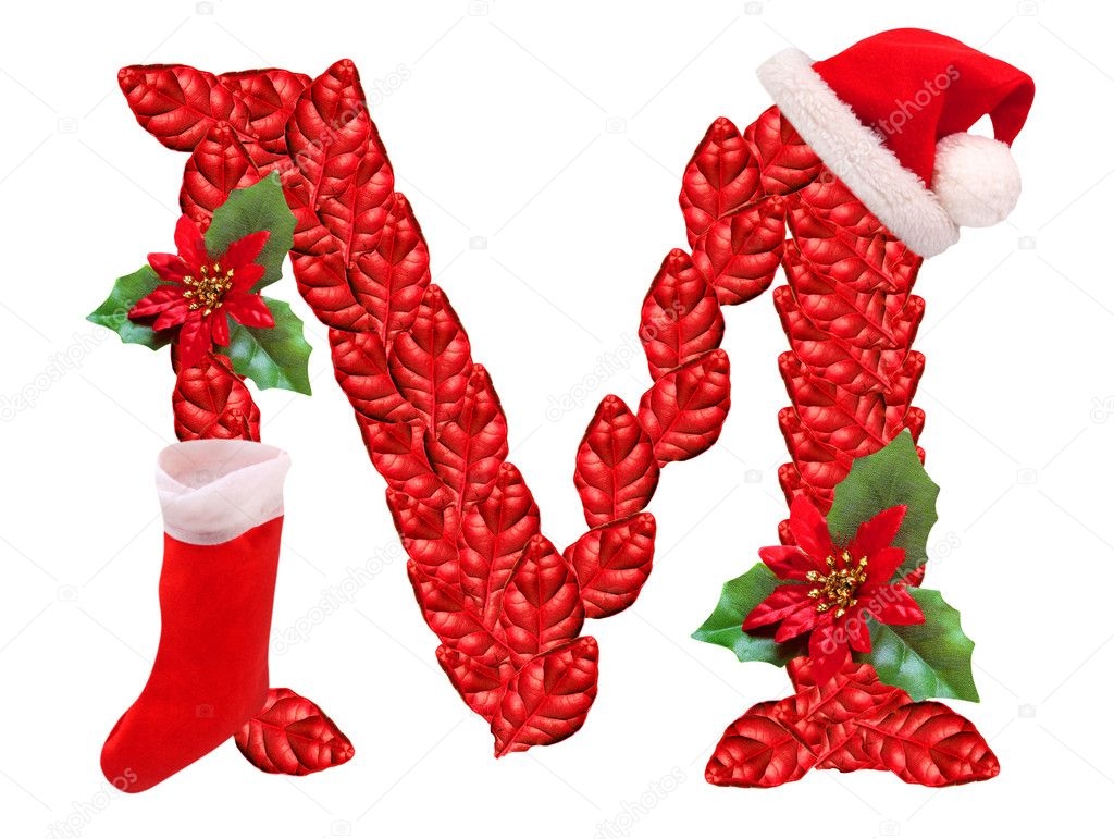 Christmas Letter M With Santa Claus Cap One Part Of Great Christmas 