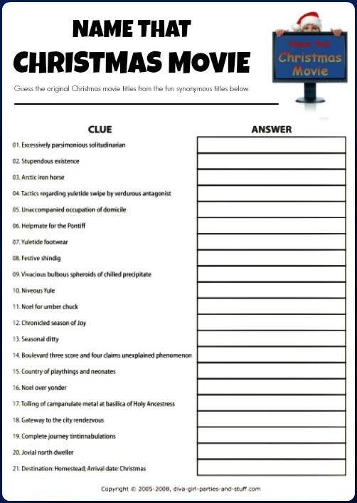 Christmas Office Games Printable