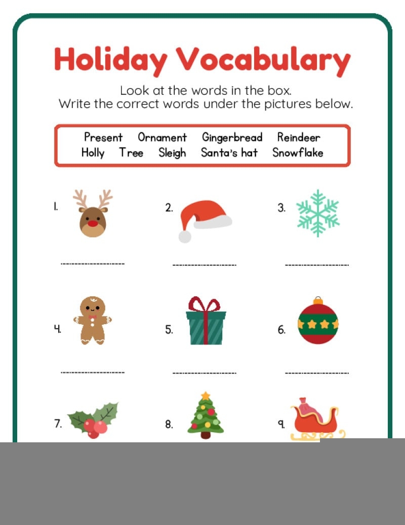 christmas printable activity worksheets