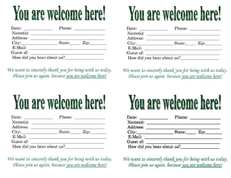 Church Visitor Card Template One Checklist That You Should Regarding 