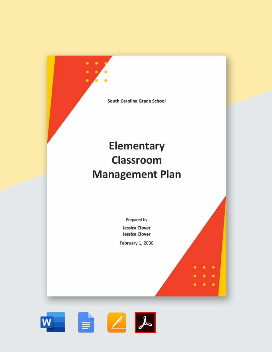 Classroom Management Plan Template Google Docs Word Apple Pages 