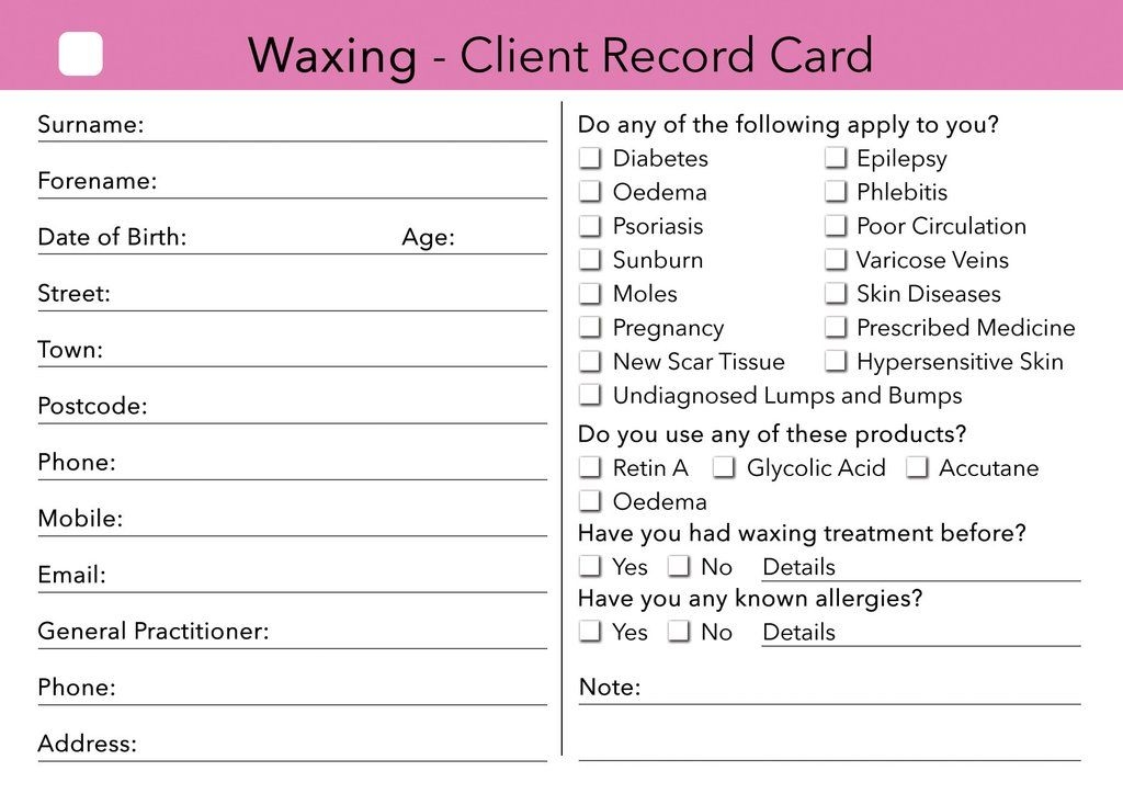 Client Record Card Template Free