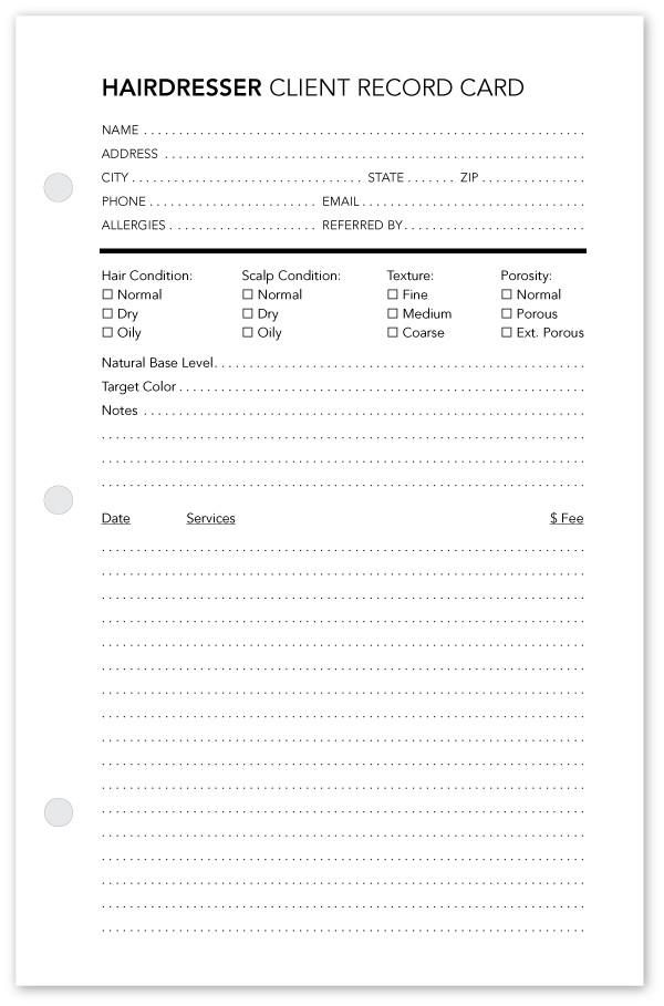 Client Record Card Template Free
