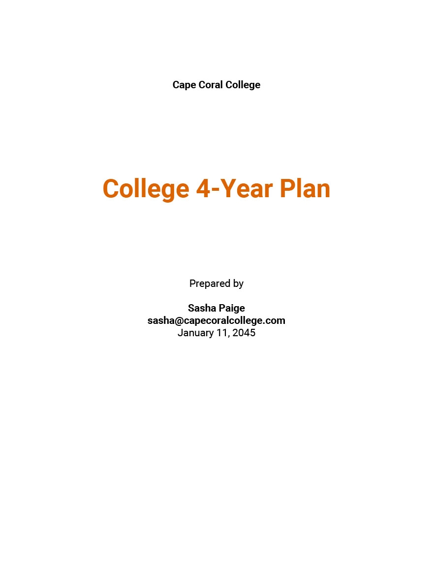 College 4 Year Plan Template Google Docs Word Apple Pages PDF 