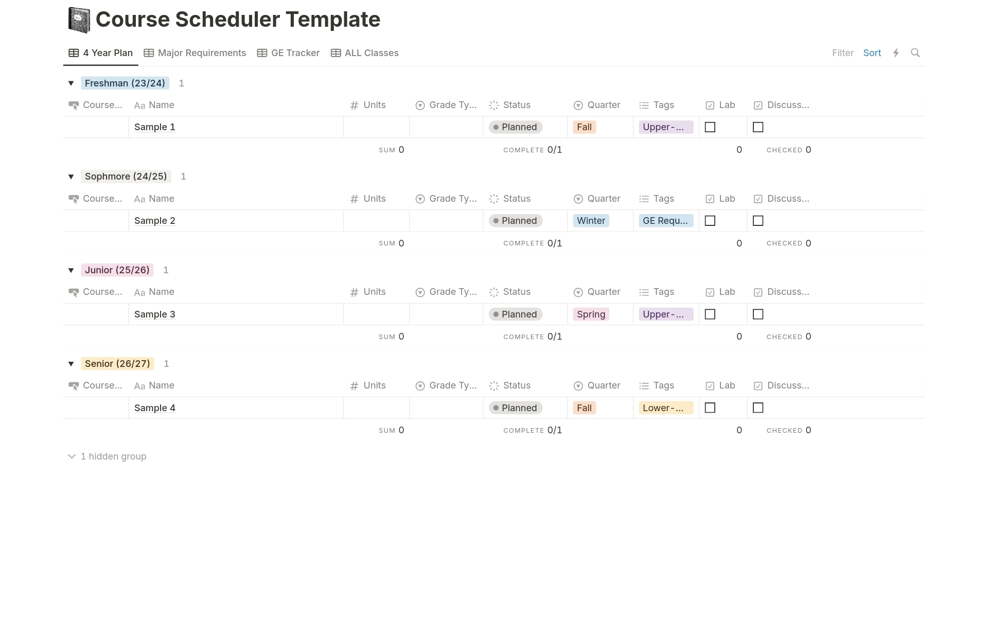 four year plan template