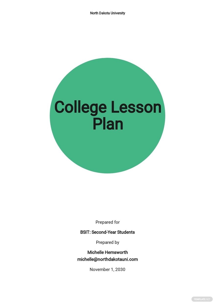 College Lesson Plan Template Google Docs Word Apple Pages PDF 