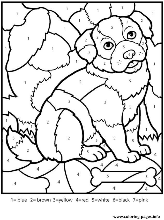 Color By Number Dog Printable