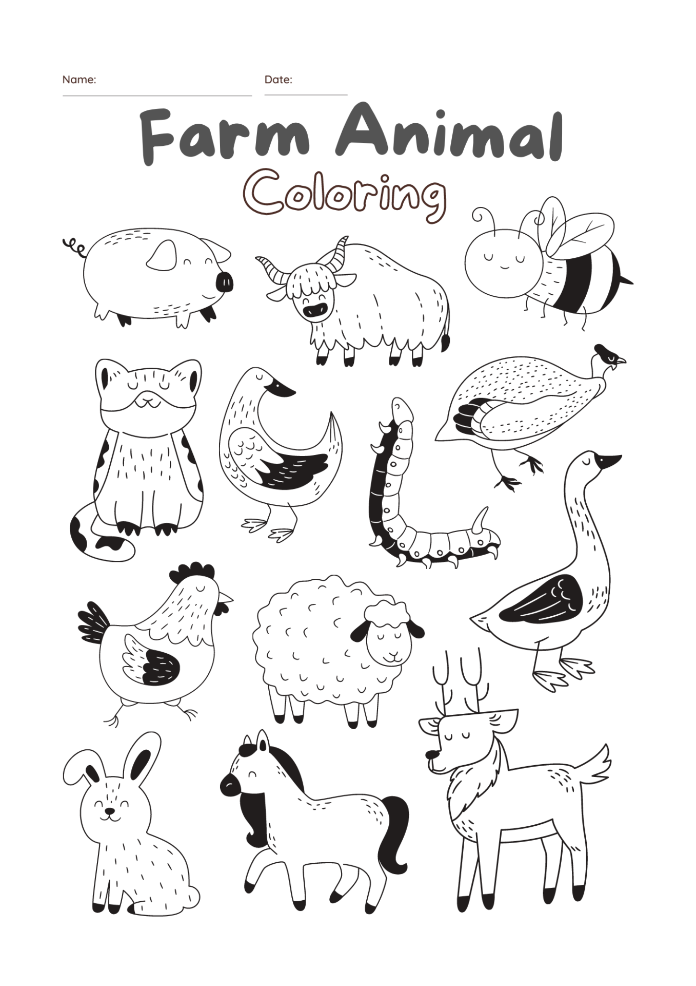Color Farm Animals Printables