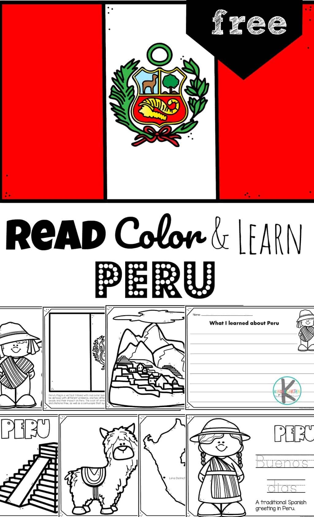 Coloring Printable Peru Flag