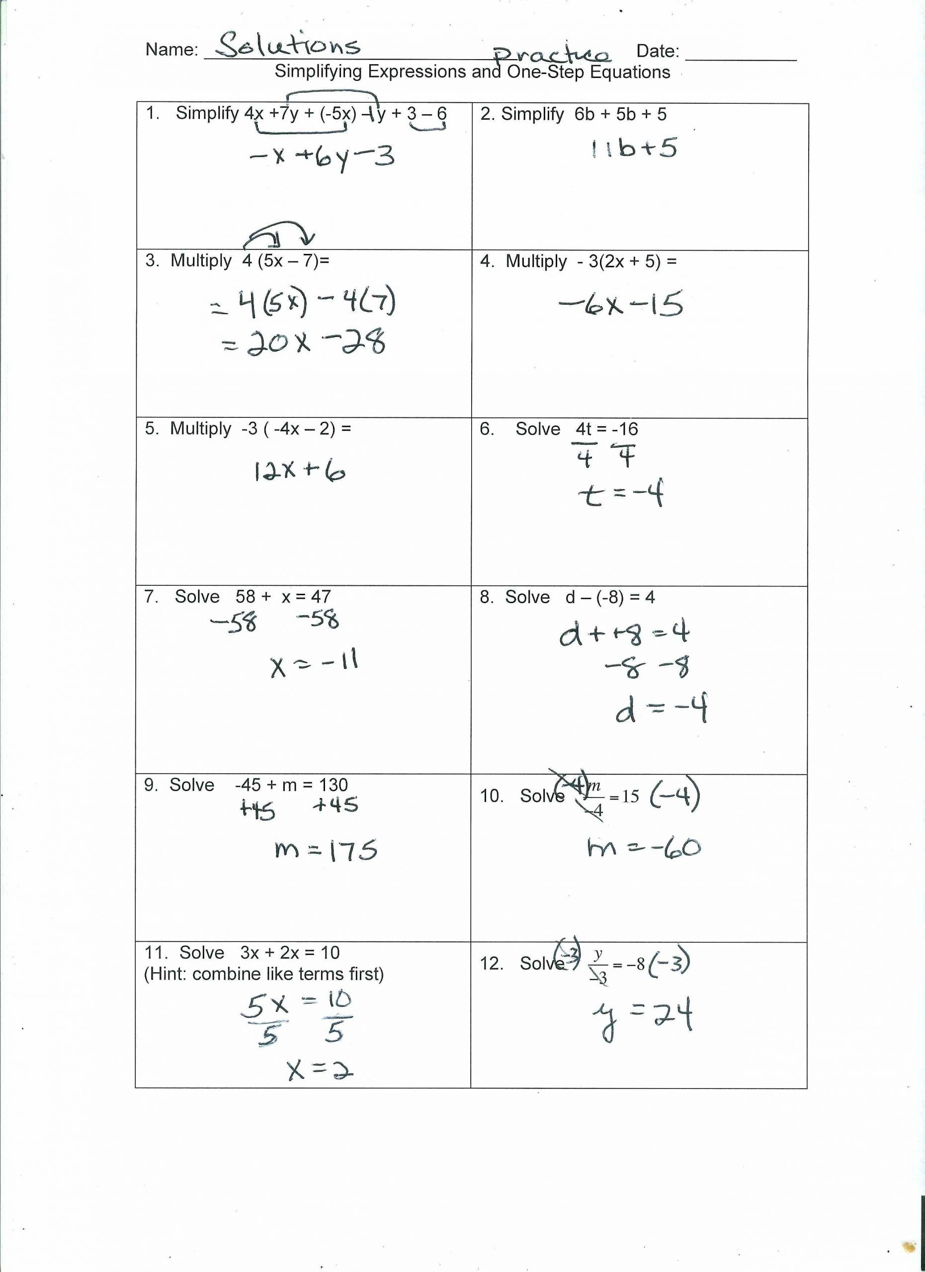 Combining Like Terms Equations Worksheet Pdf Equations Worksheets