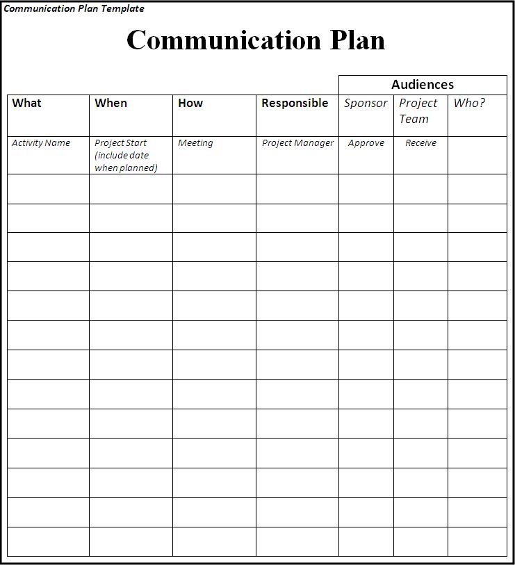 Communication Plan Template Free Word Templates