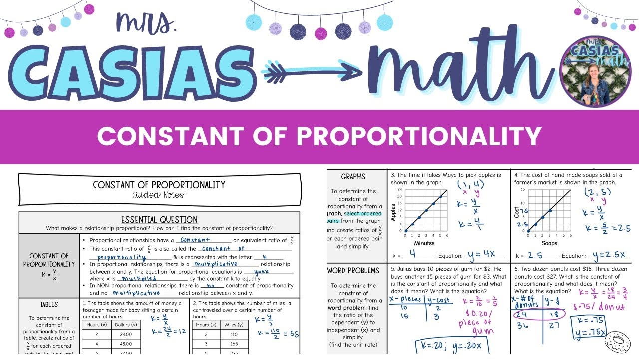 Constant Of Proportionality 7th Grade Math Lesson Worksheets Library
