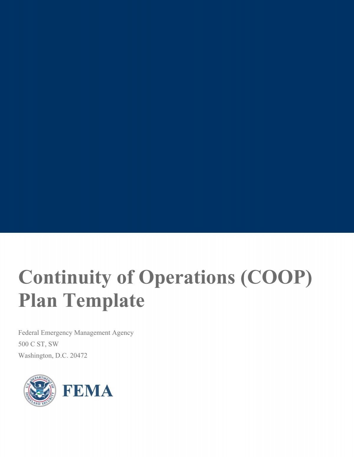 Continuity Of Operations COOP Plan Template