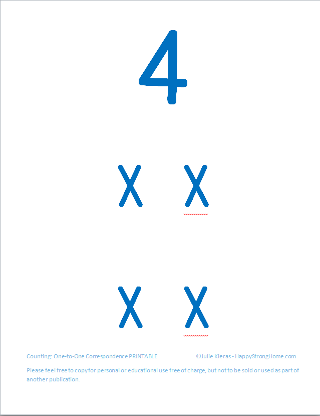 Counting Skills One to One Correspondence FREE Printable Happy 