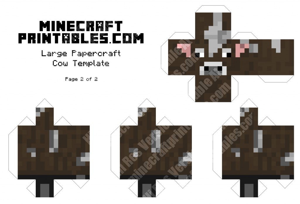Cow Printable Minecraft Cow Papercraft Template