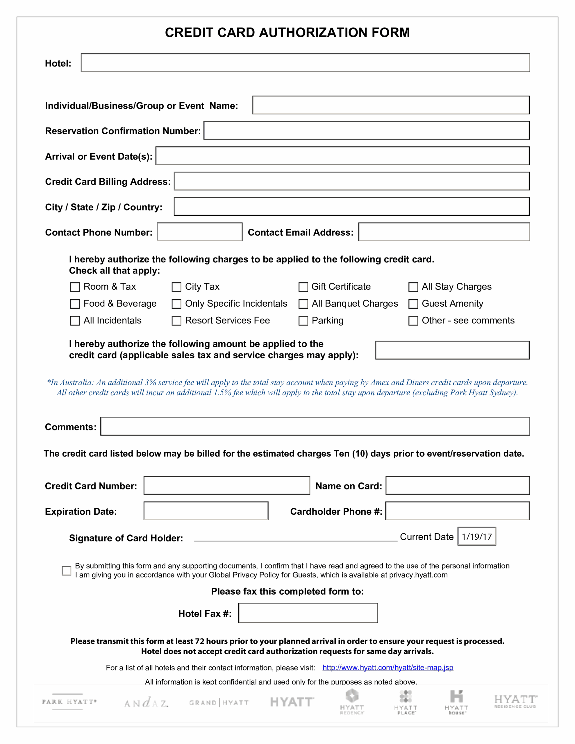 Credit Card Authorization Form Template Word Cardtemplate my id