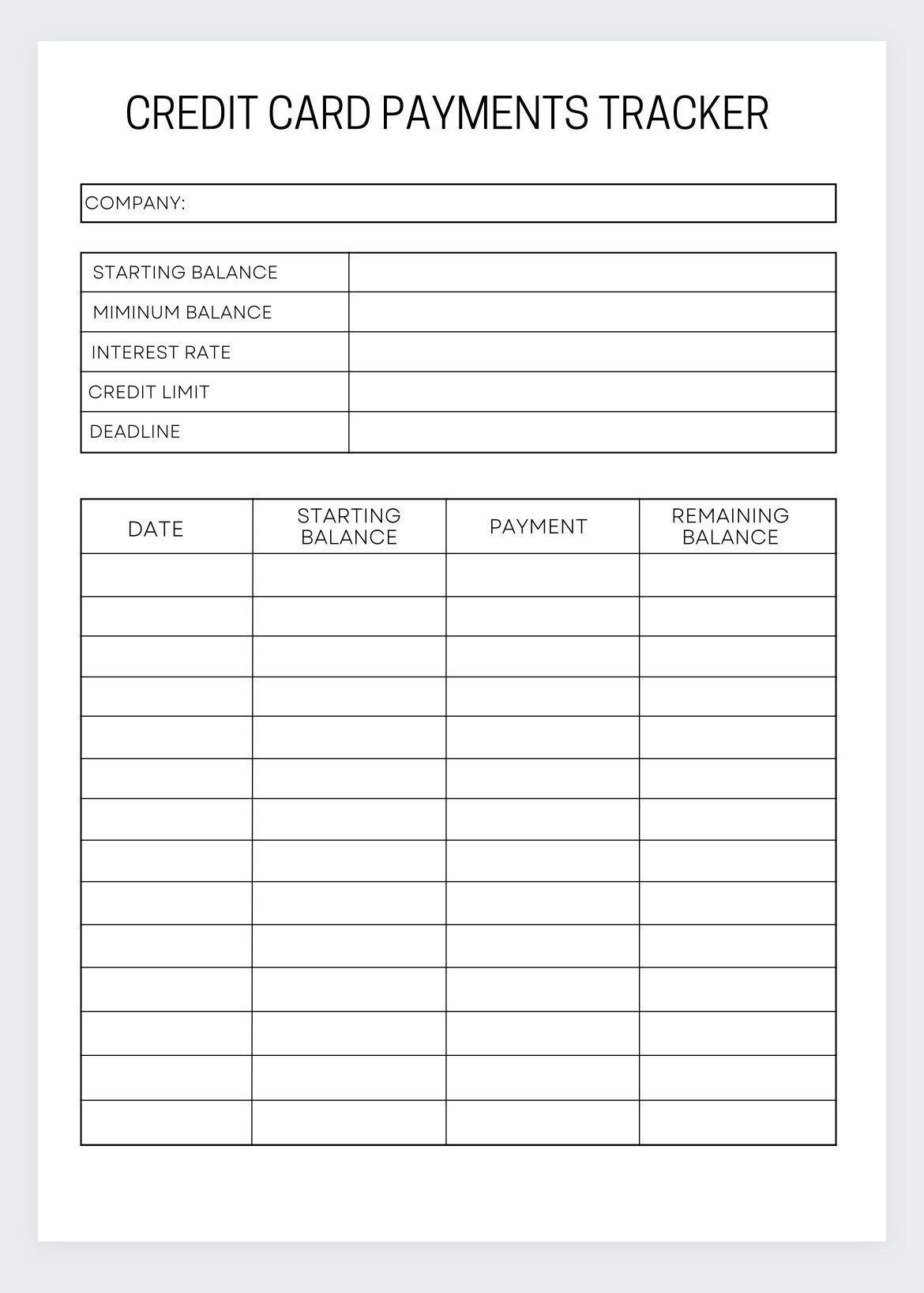 Credit Card Payment Tracker debt Payment Tracker Printable credit Cards 