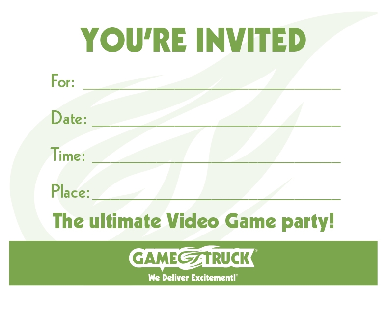 Custom Printable Invitations GameTruck