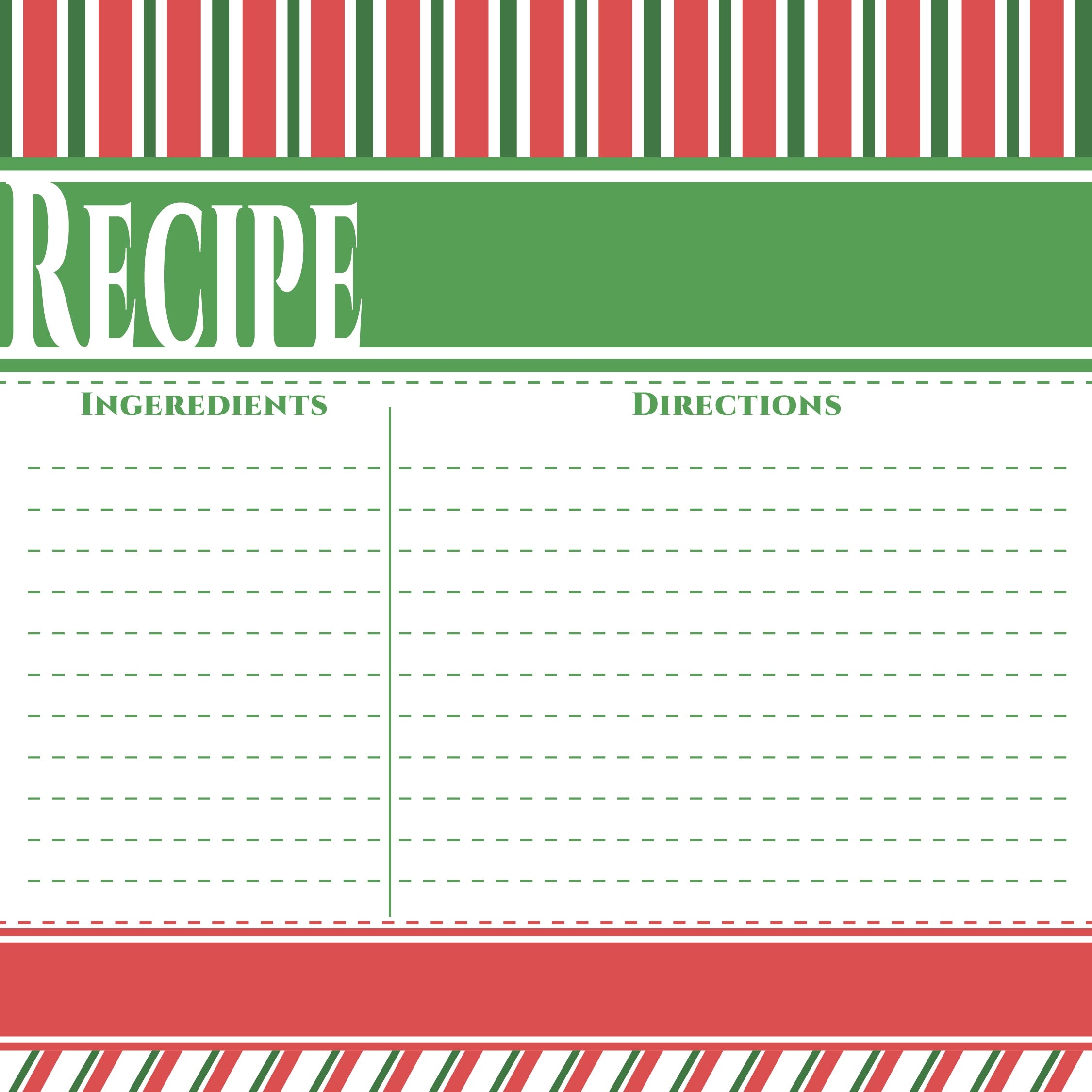 printable christmas recipe card template