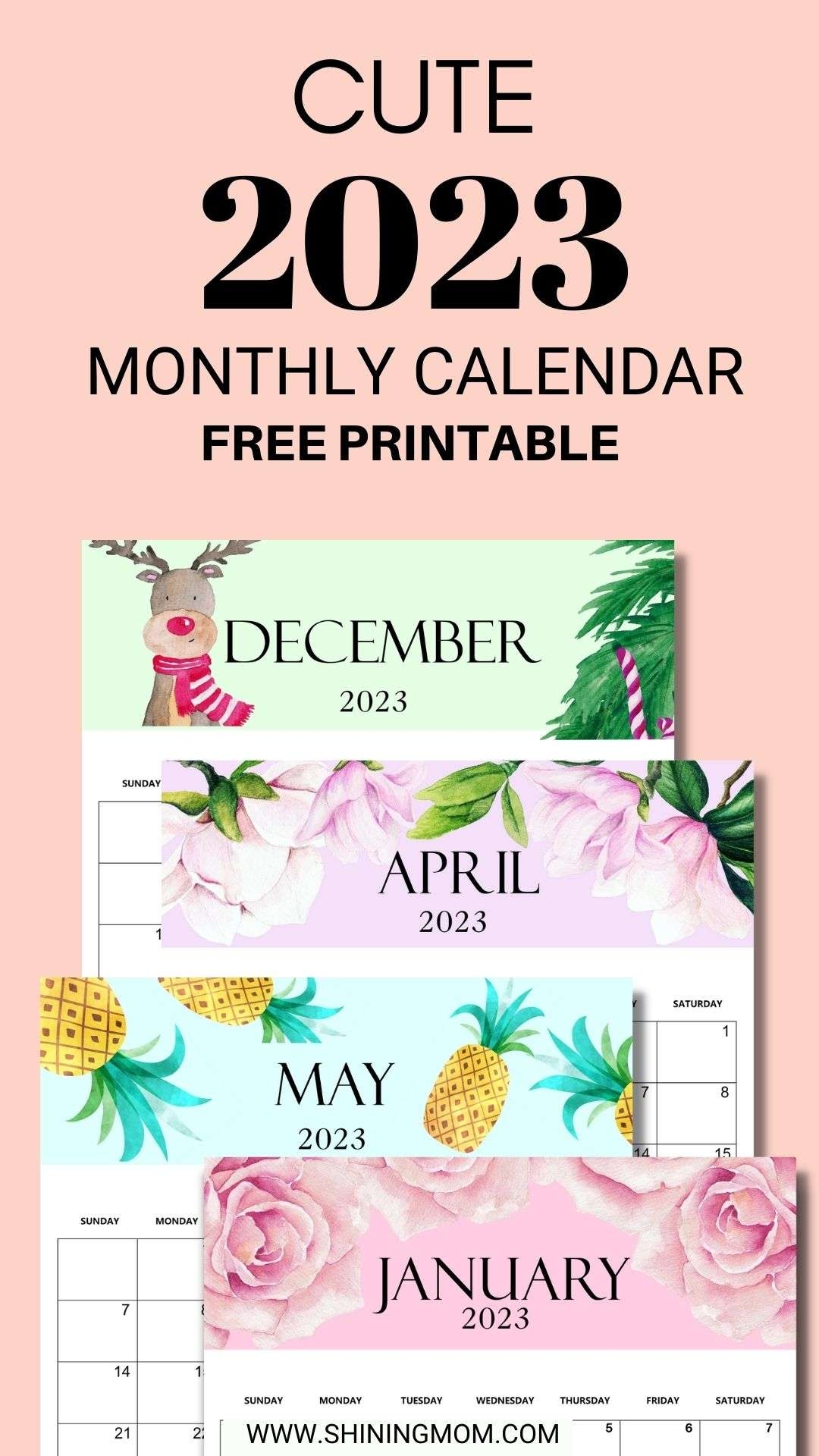 Cute 2023 Printable Calendar Printable Calendar 2023 Cute Free 