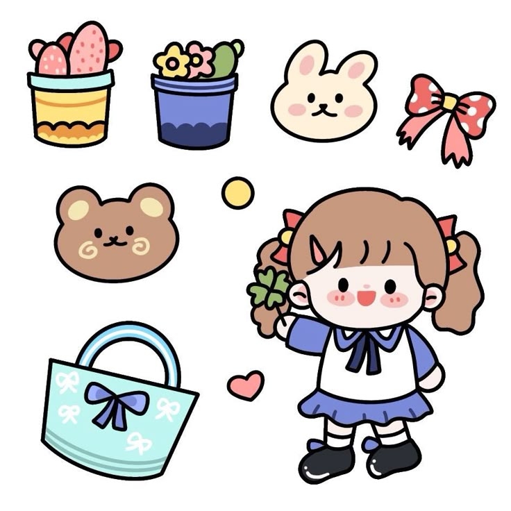 Cute Girl Sticker Cute Stickers Cute Laptop Stickers Cute Doodles