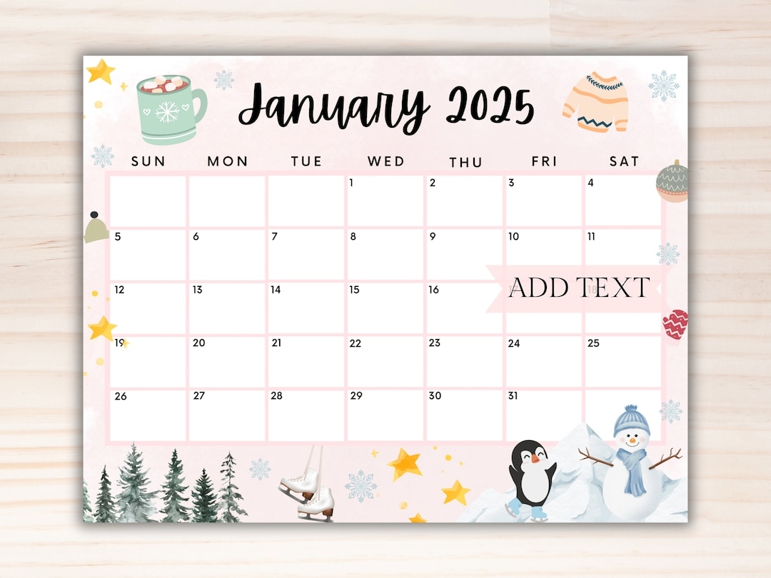 Cute January 2025 Calendar Printable Free Printable Calendar 2025