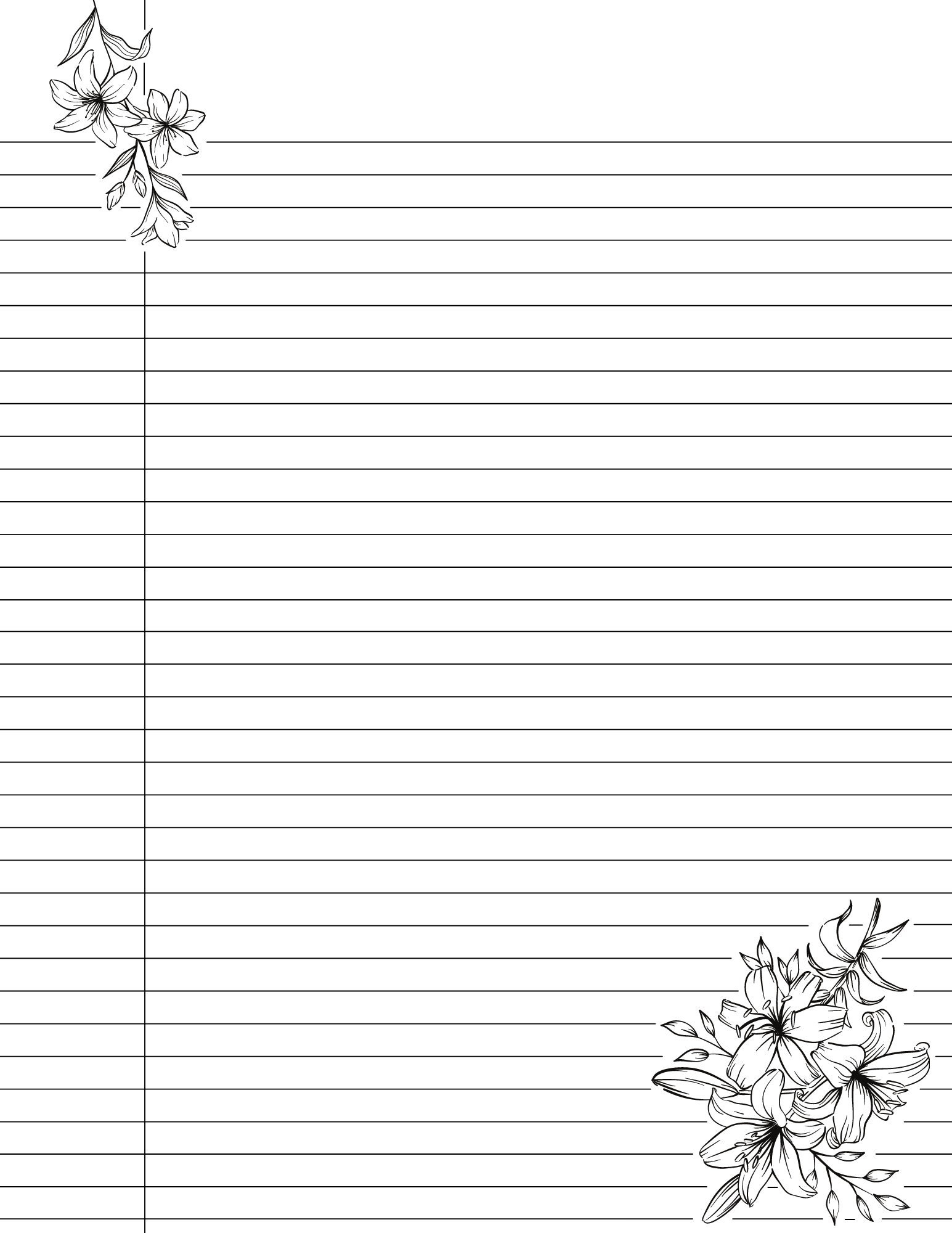 Cute Printable College Ruled Lined Notebook Paper With Margins 