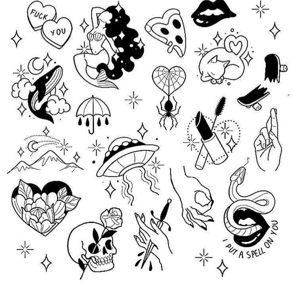 Cute Tattoo Flash Sheets Printable Calendars AT A GLANCE