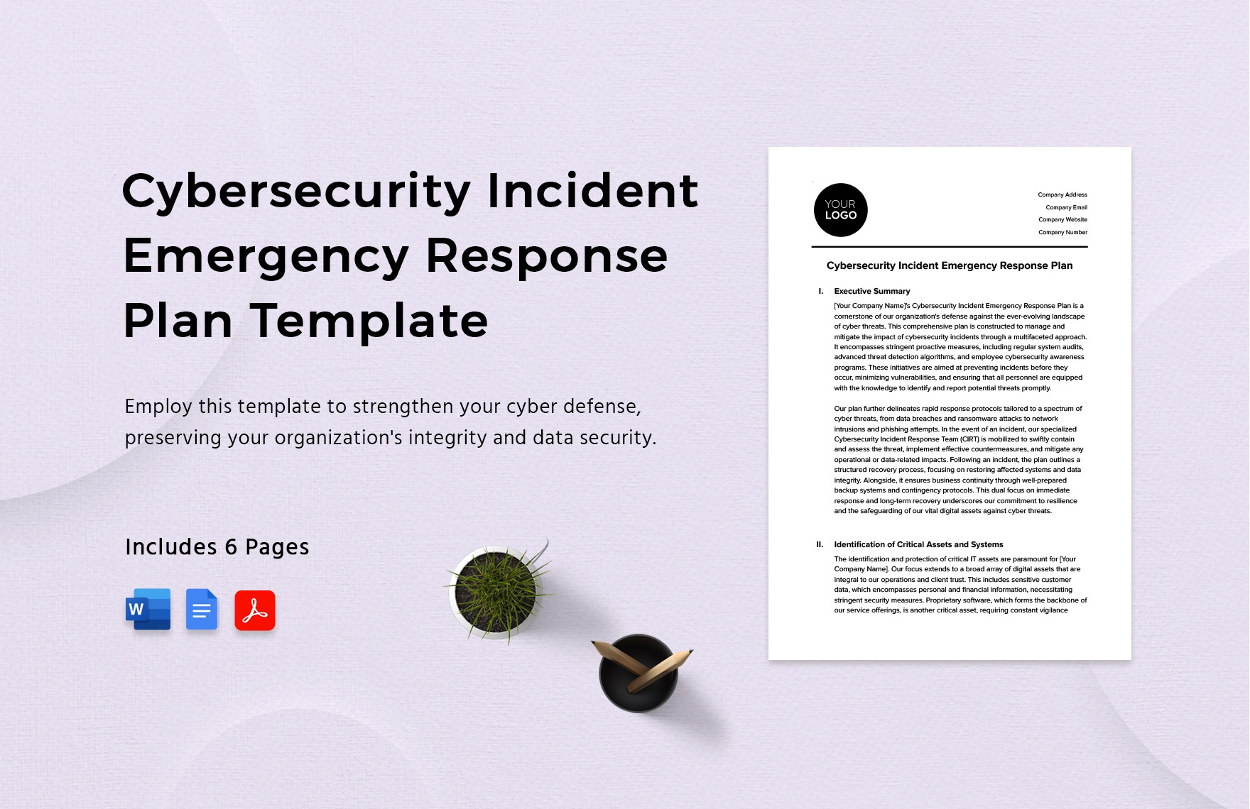 Cybersecurity Incident Emergency Response Plan Template In Word PDF 