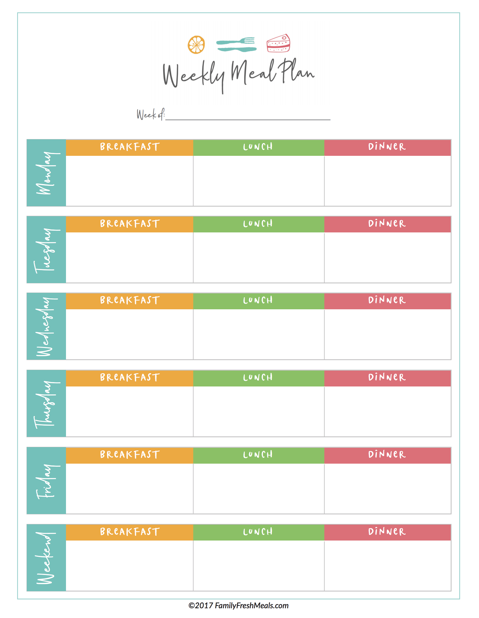 Daily Meal Plan Template Pdf Free
