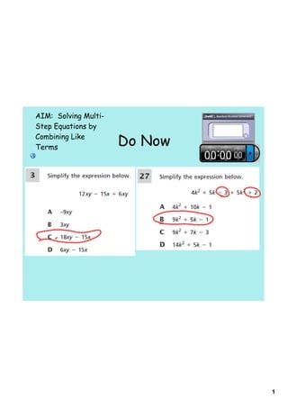 Day 5 Combining Like Terms Equations PDF Worksheets Library