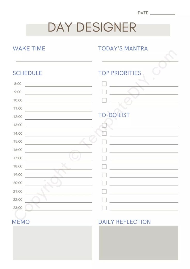 Day Designer Daily Planner Printable Template In PDF Word Daily 