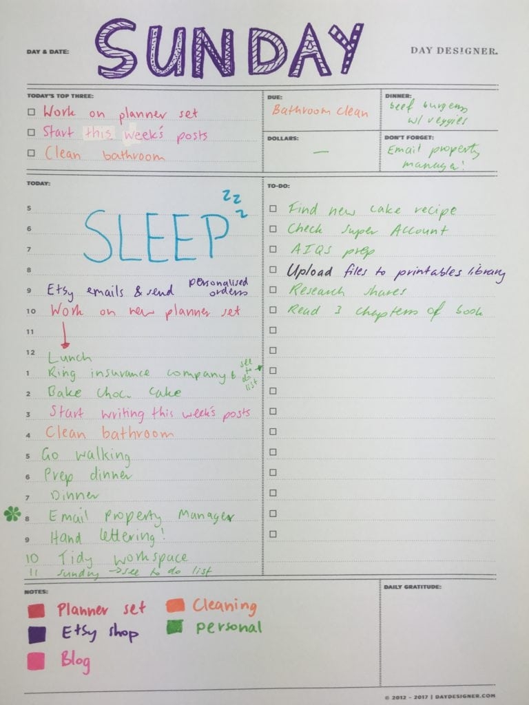 day designer printable