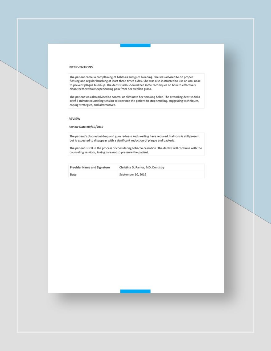 Dental Treatment Plan Template In Pages Word Google Docs Download 