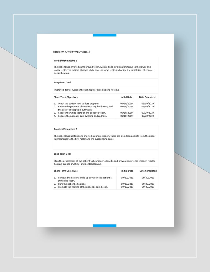Dental Treatment Plan Template In Pages Word Google Docs Download 
