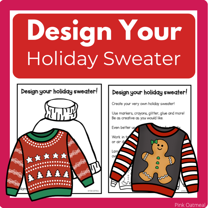 Design Your Holiday Sweater Pink Oatmeal Shop