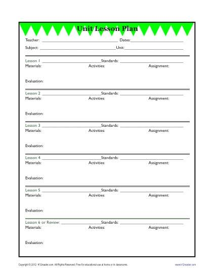 Detailed Unit Lesson Plan Template Elementary Reading Worksheets 