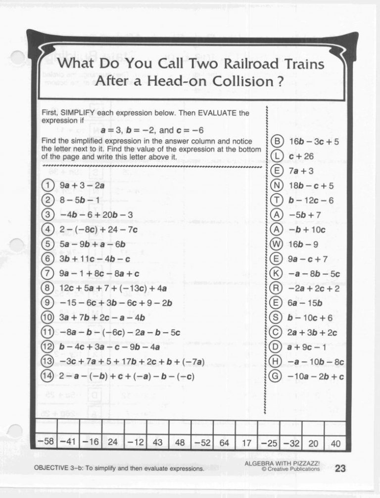 Did You Hear About Math Worksheet Algebra With Pizzazz Db excel