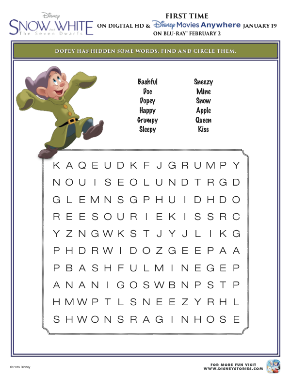 Disney Activity Sheets Printable Free Snow White Printables Free 