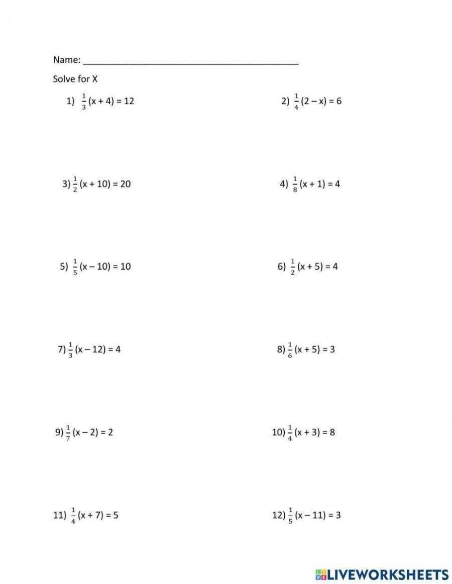 Distributive Property Solving Equations Worksheet Printable PDF Template