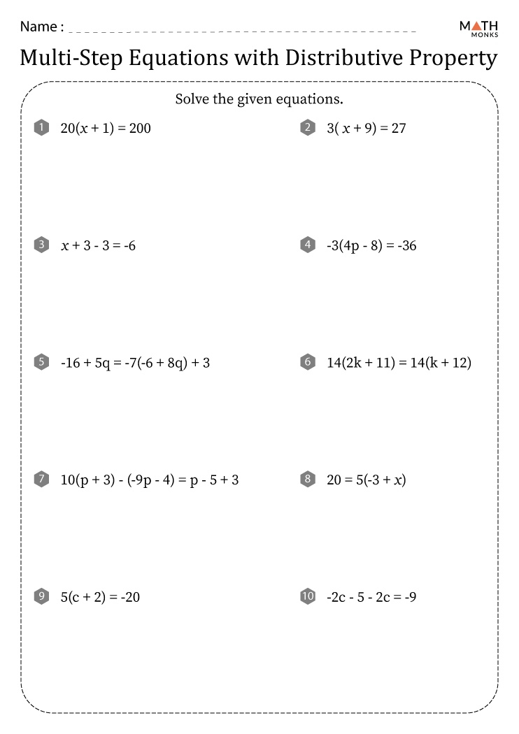 Distributive Property Worksheets With Answer Key Worksheets Library