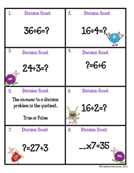 Division Scoot Game By GinaC Teach TPT