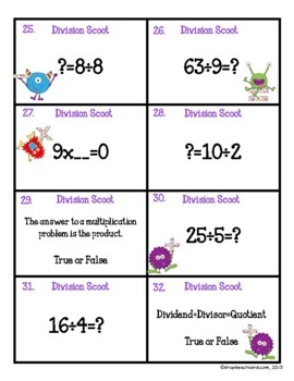 free printable division scoot game