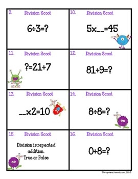 Division Scoot Game By GinaC Teach TPT